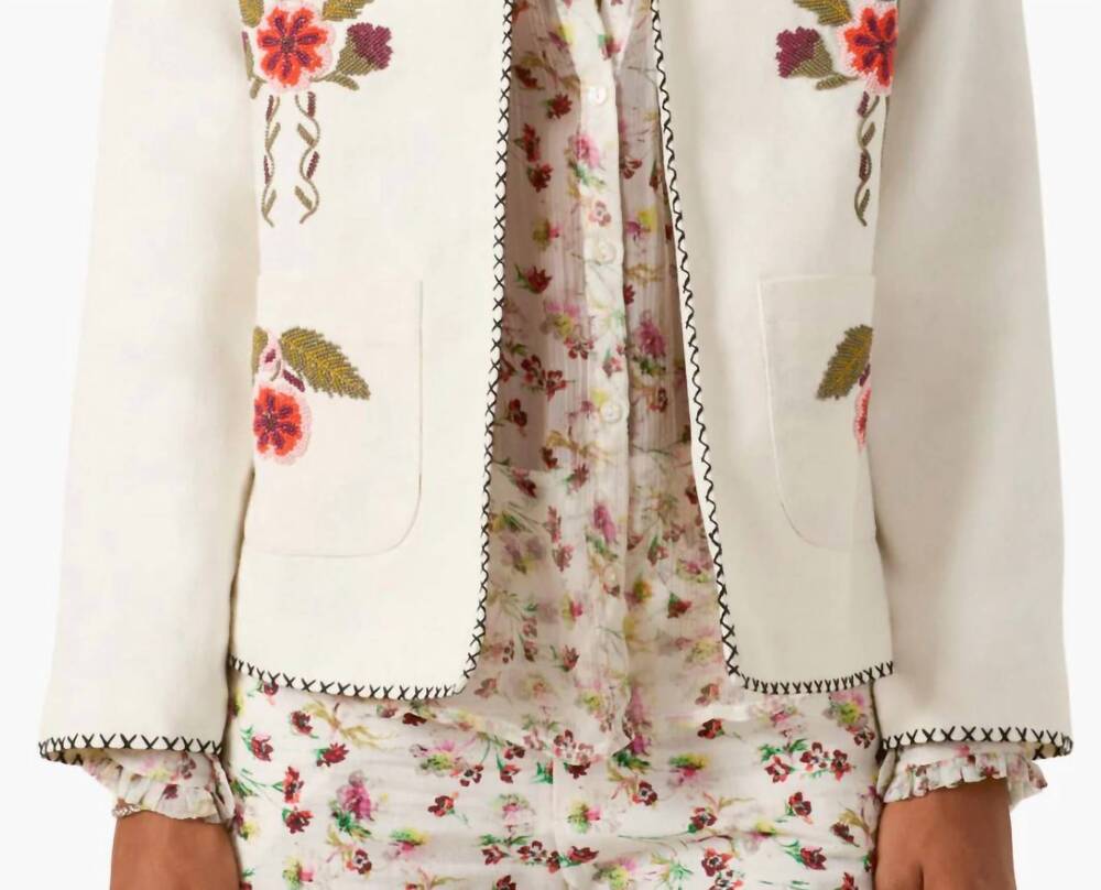 NEW ALIX OF BOHEMIA francis heirloom flora jacket in off white